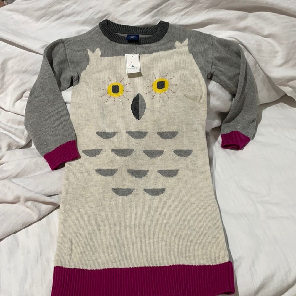 Gap 5 owl sweater dress NWT in raspberry and wheat colors super soft